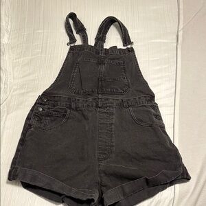 Free People Ziggy Black Denim Overalls